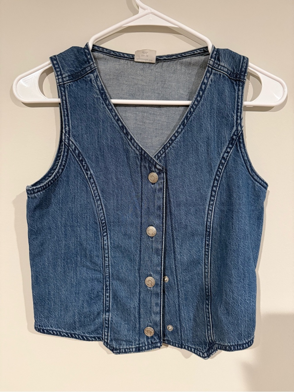 Abercrombie & Fitch Blue Denim Button-Front Vest